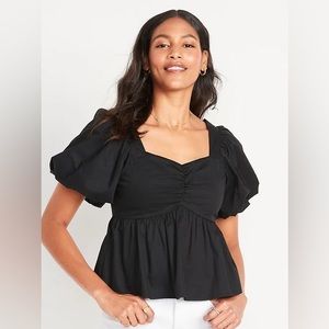 Puff Sleeve Smocked Babydoll Swing Top